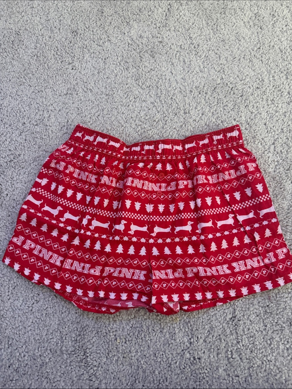 PINK Victoria's Secret Red Holiday Print Lounge Shorts